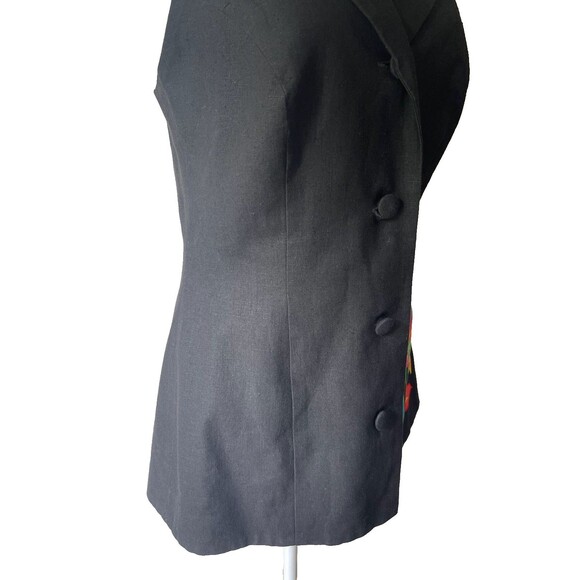 Vintage Y2K Collared Halter Vest Top Sz 8 Linen 90s Longline Tailored Whimsy - Picture 8 of 12